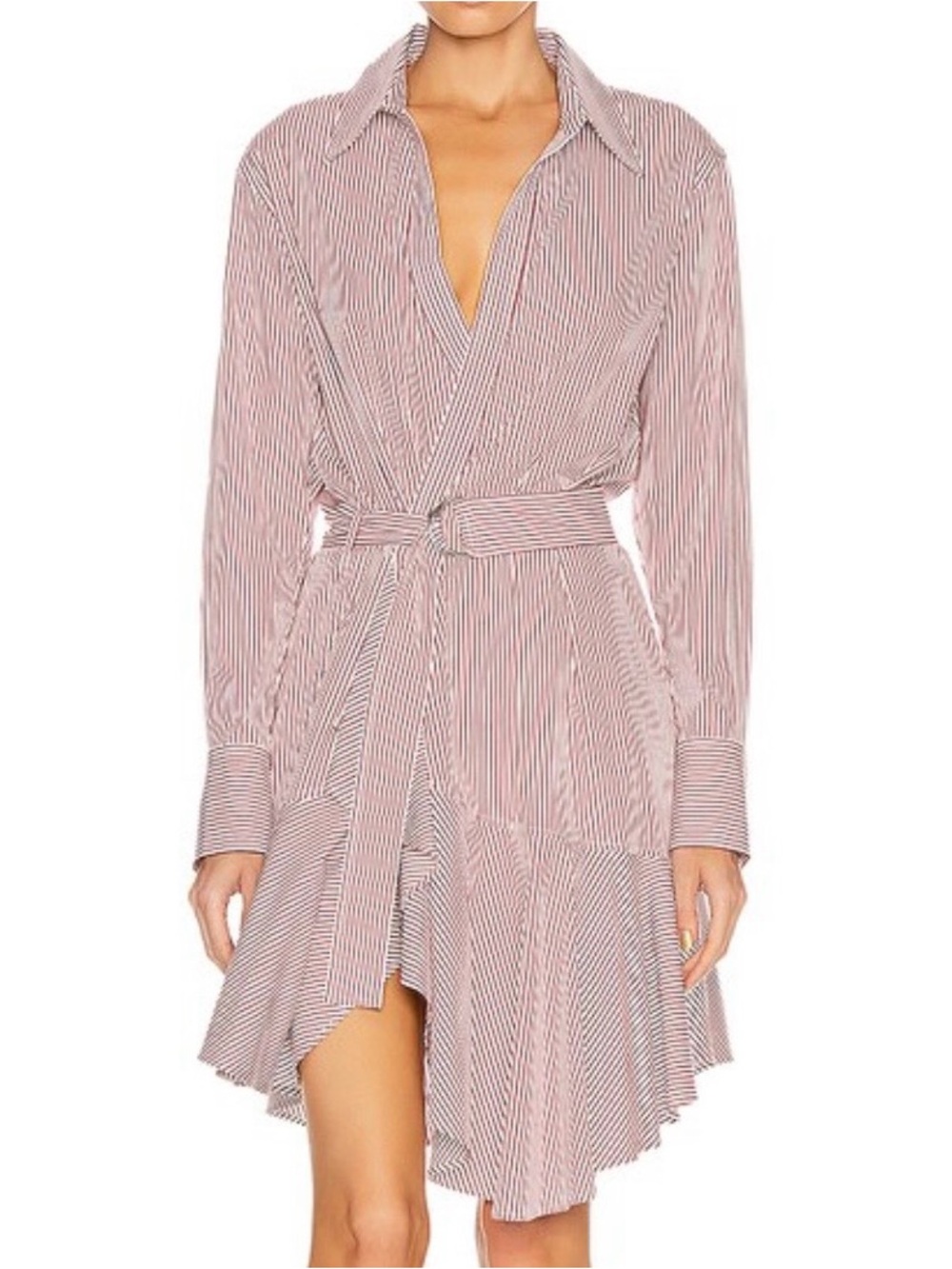 A.L.C NWT Suri Stripped Wrap Ruffle Belted Dress